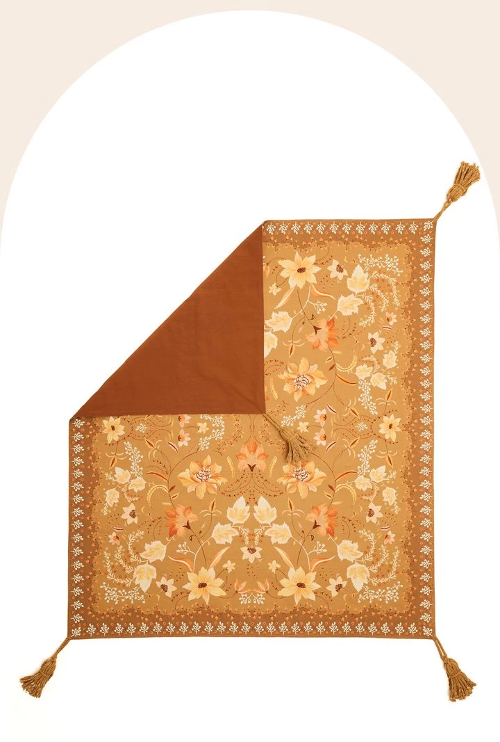 Rustic White & Wood Golden Folk Picnic Rug 6 Rustic White & Wood Golden Folk Picnic Rug