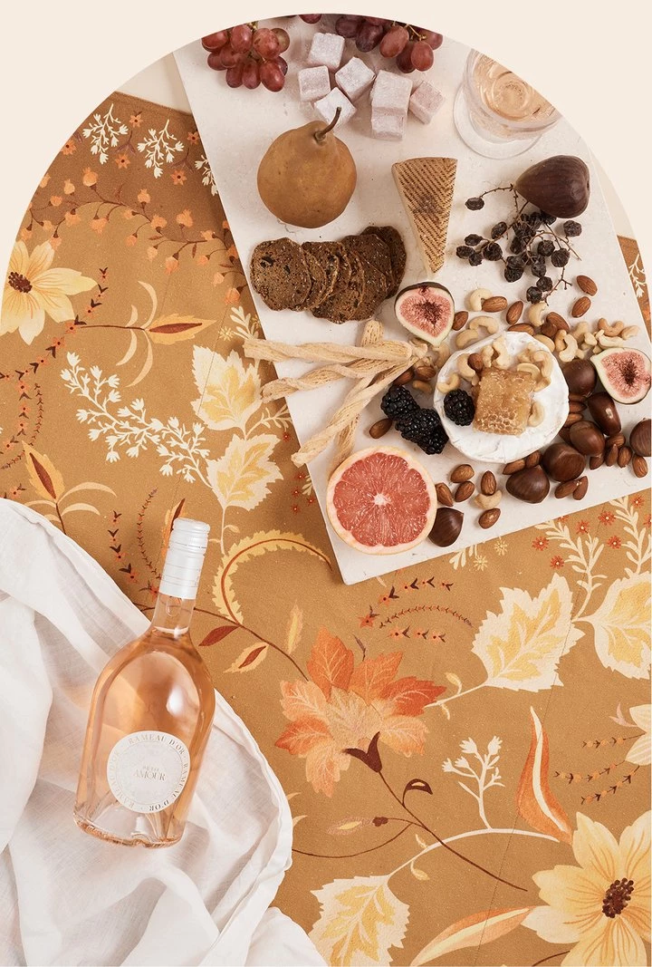 Rustic White & Wood Golden Folk Picnic Rug 7 Rustic White & Wood Golden Folk Picnic Rug