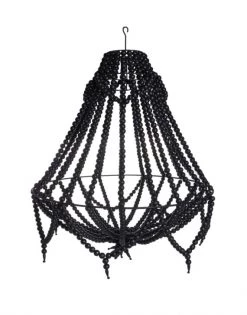 Rustic White & Wood Empire Beaded Chandelier - Natural & Black Beaded Chandeliers/Pendants