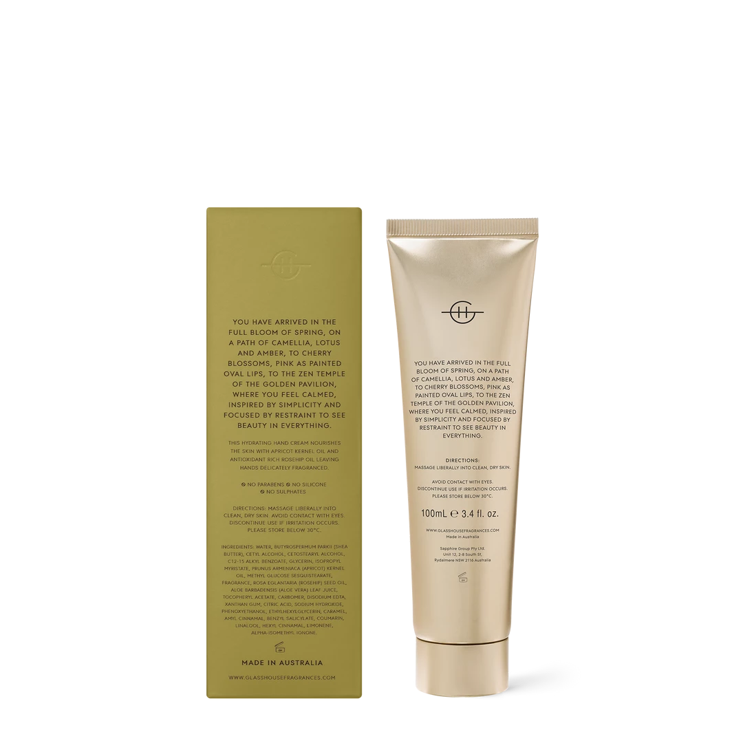 Rustic, White & Wood Glasshouse Fragrances GLASSHOUSE HAND CREAM - KYOTO IN BLOOM - 100ml