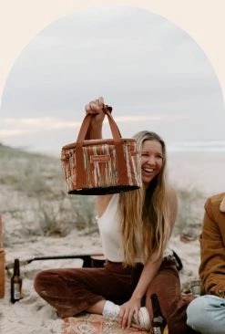 Rustic White & Wood Ochre Cooler Bag - MINI