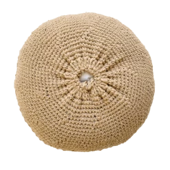 Rustic White & Wood Iana Double Weave Cushion In Natural & Natural Nut - Round