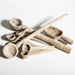 Rustic White & Wood Vintage Indian Spoon Vintage Treasures