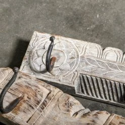 Rustic White & Wood Indian Wall Hook