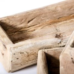 Rustic White & Wood Vintage Indian Tray Vintage Treasures