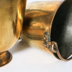 Rustic White & Wood Vintage Treasures Indian Brass Bucket - Small