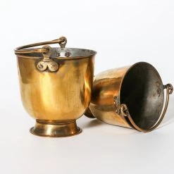 Rustic White & Wood Vintage Treasures Indian Brass Bucket - Small