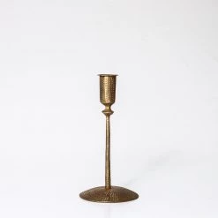 Rustic White & Wood Homewares Tinker Candlestand Holder - Set Of 3 - Antique Brass