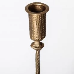 Rustic White & Wood Homewares Tinker Candlestand Holder - Set Of 3 - Antique Brass