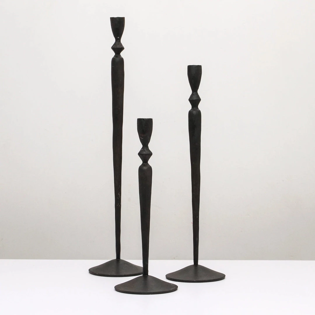 Rustic White & Wood Homewares Grace Taper Candlestand Holder - Set Of 3 - Black Iron 4 Rustic White & Wood Homewares Grace Taper Candlestand Holder - Set Of 3 - Black Iron