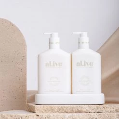 Rustic, White & Wood AL.IVE BODY WASH & LOTION DUO + TRAY - WHITE DUO Skin & Body