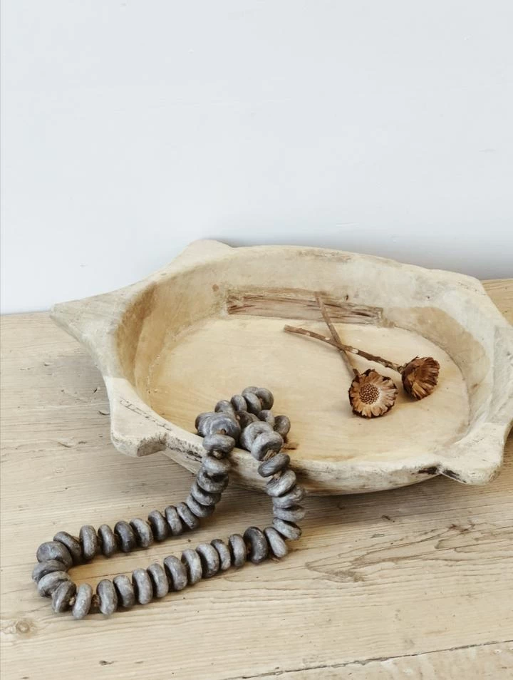 Rustic White & Wood Bleached Wooden Chapati Bread Bowl 6 Rustic White & Wood Bleached Wooden Chapati Bread Bowl