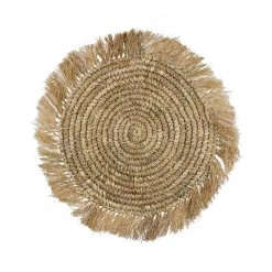 Rustic White & Wood Wanderlust Fringe Placemats & Coasters - Natural Accessories