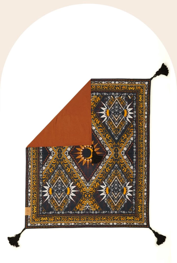 Rustic White & Wood Moonshadow Picnic Rug Wandering Folk Picnic Rugs