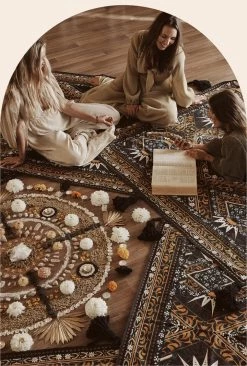 Rustic White & Wood Moonshadow Picnic Rug Wandering Folk Picnic Rugs