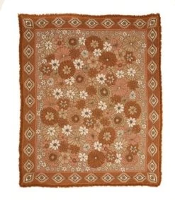 Rustic White & Wood Wandering Folk Picnic Rugs Wandering Throw - Copper