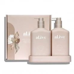 Rustic, White & Wood Skin & Body AL.IVE BODY WASH & LOTION DUO + TRAY - PINK DUO