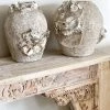 Rustic White & Wood Barnacle & Shell Clustered Pots Coastal Decor
