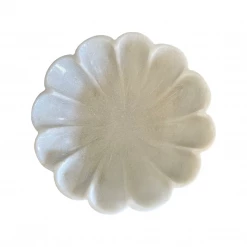 Rustic White & Wood Marble Fluted Bowl - Hand Carved Accessories