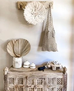 Rustic White & Wood Accessories Wanderer Beaded Bag