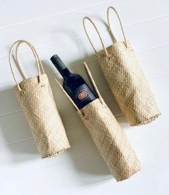 Rustic White & Wood Accessories Vino Woven Bottle Bag 9 Rustic White & Wood Accessories Vino Woven Bottle Bag
