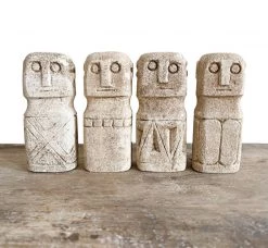 Rustic White & Wood Sumba Stone Men Tribal Treasures