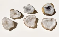 Rustic White & Wood Itty Bitty Mini Geode Pairs - Clear Quartz