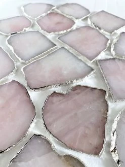 Rustic White & Wood Homewares Rose Quartz Coasters