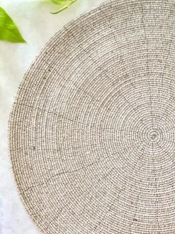 Rustic White & Wood Beaded Placemats & Coasters - Natural & White