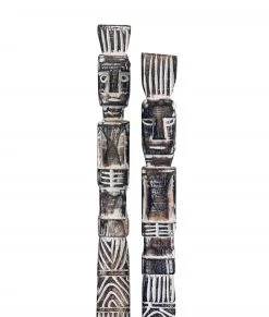 Rustic White & Wood Tribal Treasures Tribal Carved Wooden Men