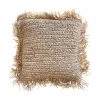 Rustic White & Wood Raffia Fringed Cushion Cover - Square Accessories