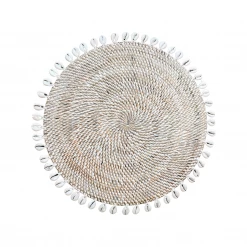 Rustic White & Wood Accessories Cowrie Shell Coasters & Placemats