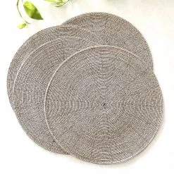 Rustic White & Wood Beaded Placemats & Coasters - Natural & White