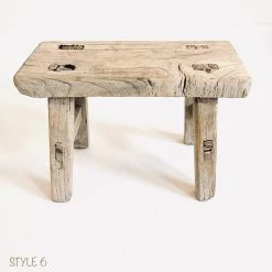 Rustic White & Wood Vintage Treasures Elm Wood Workers Stool - Mini 27 Rustic White & Wood Vintage Treasures Elm Wood Workers Stool - Mini