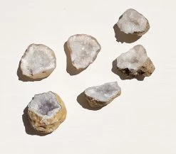 Rustic White & Wood Itty Bitty Mini Geode Pairs - Clear Quartz