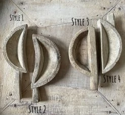 Rustic, White & Wood Vintage Indian Carved Spice Scoop