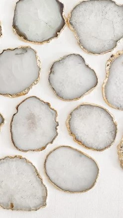 Rustic White & Wood White Quartz Coasters Homewares