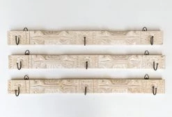 Rustic White & Wood Carved Indian Wall Hook