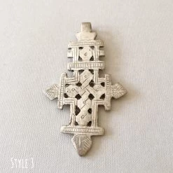 Rustic White & Wood Accessories Ethiopian Cross Pendant