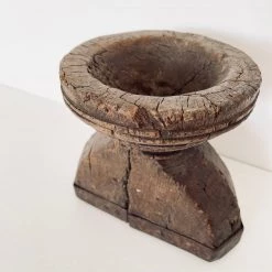 Rustic White & Wood Indian Seeder Candle Stand 18 Rustic White & Wood Indian Seeder Candle Stand