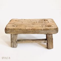 Rustic White & Wood Vintage Treasures Elm Wood Workers Stool - Mini 29 Rustic White & Wood Vintage Treasures Elm Wood Workers Stool - Mini