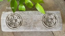 Rustic White & Wood Vintage Treasures Carved Wooden Bajot, Vintage