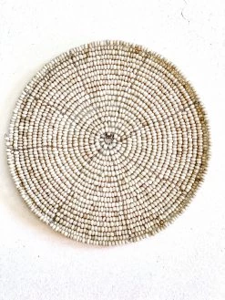 Rustic White & Wood Beaded Placemats & Coasters - Natural & White