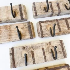 Rustic White & Wood Carved Indian Wall Hook - Mini