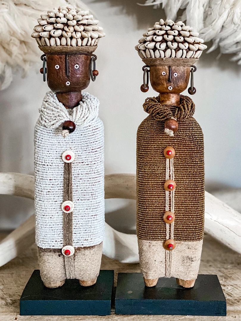 Rustic White & Wood Tribal Treasures Namji Doll - White Or Gold - Medium 4 Rustic White & Wood Tribal Treasures Namji Doll - White Or Gold - Medium