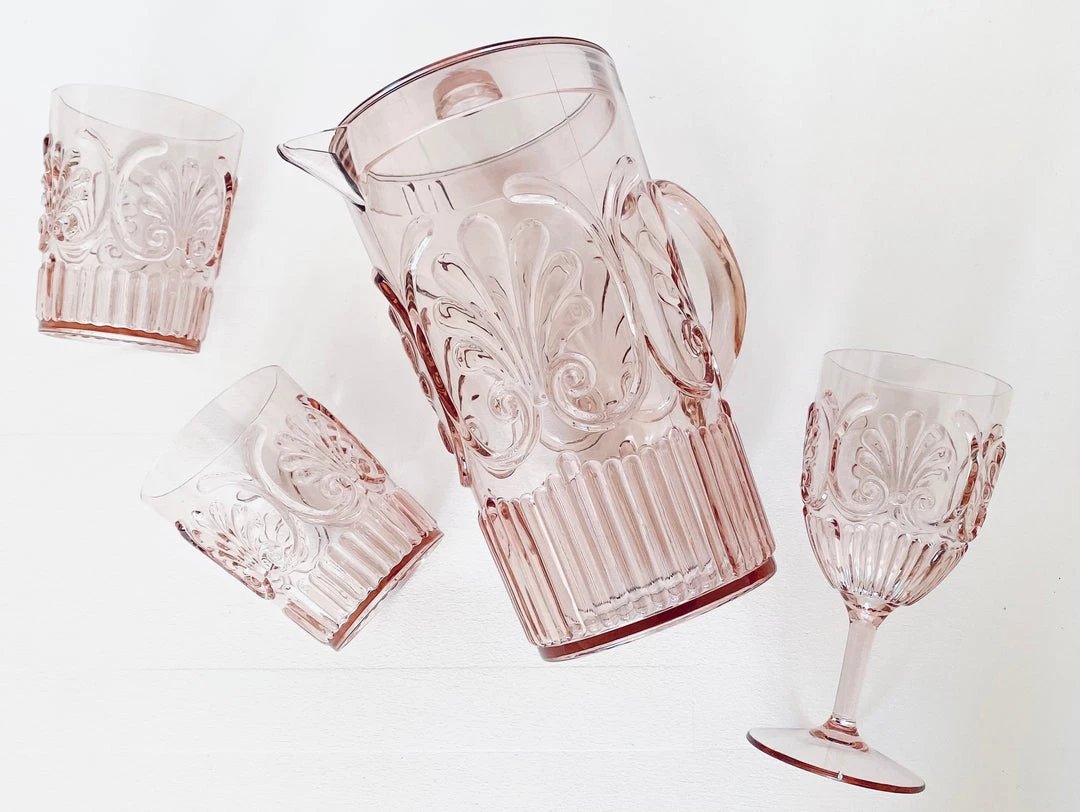 Rustic White & Wood Acrylic Tumbler - Pale Pink 4 Rustic White & Wood Acrylic Tumbler - Pale Pink