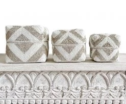 Rustic White & Wood Beaded Boxes - White & Natural Homewares 10 Rustic White & Wood Beaded Boxes - White & Natural Homewares