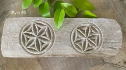 Rustic White & Wood Vintage Treasures Carved Wooden Bajot, Vintage