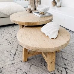 Rustic White & Wood Furniture Lunar Elm Coffee Table