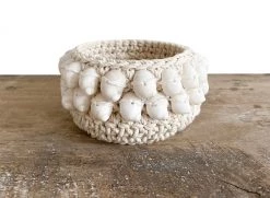 Rustic White & Wood Coastal Shell Cup
